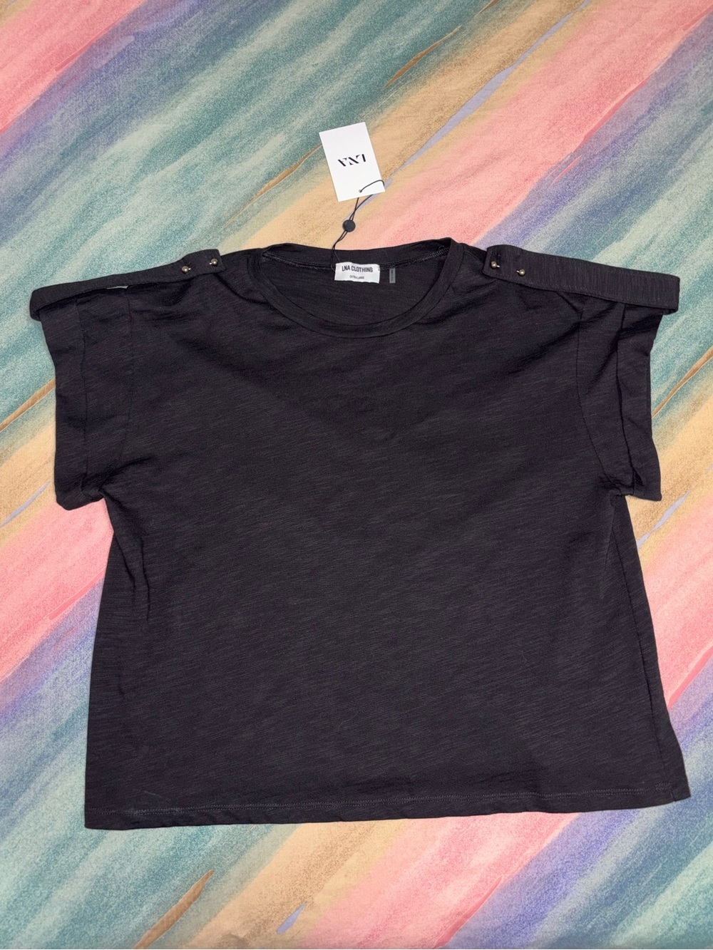 LNA Black crop T Shirt NWT size XL